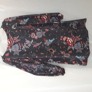 LOFT Women Shift Dress size 4P (Small) Mini Long Sleeves Floral Zipper B…